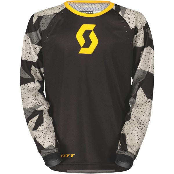 Chandail de Motocross 350 Camo Evo Junior Noir/Jaune de face