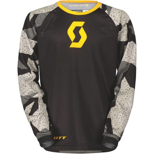 Chandail de Motocross 350 Camo Evo Junior Noir/Jaune de face