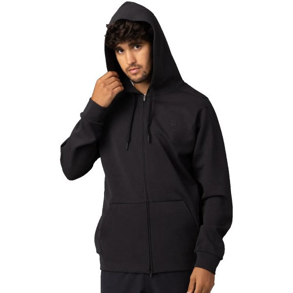 Coton Ouaté avec Fermeture Éclair Rise Noir capuchon de face