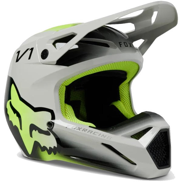 Casque de Motocross V1 Toxsyk Junior Gris/Jaune incliné de face