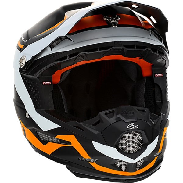 Casque de Motocross ATR-2 Drive Blanc/Orange incliné de face