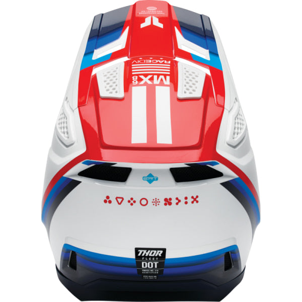Casque de Motocross Fleet Defy Thor Bleu/Rouge/Blanc, arrière