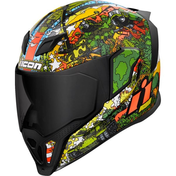 Casque Intégral de Moto Airflite GP23 Vert/Multicolore incliné de droite