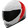Casque Intégral de Moto Domain Slabtown Blanc/Rouge incliné de face