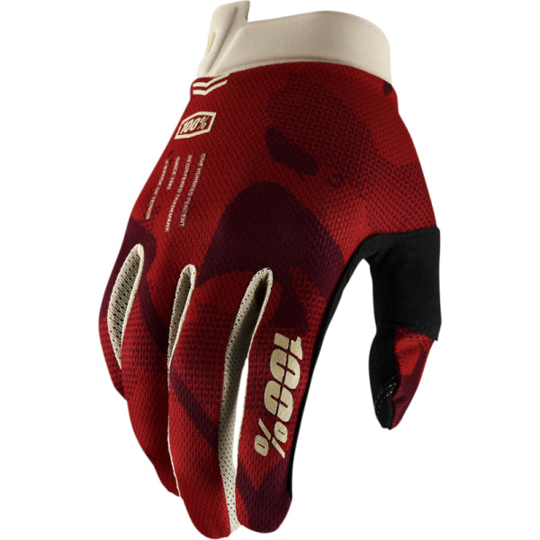 Gants de Motocross iTrack 100% rouge foncé
