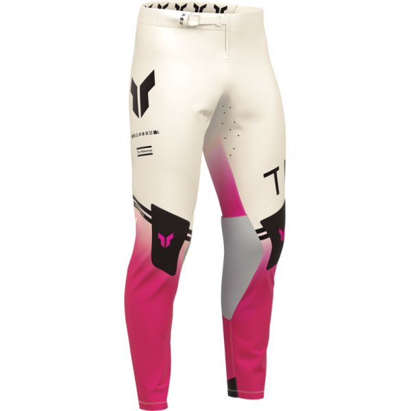 Pantalon de Motocross Sportmode Geo Thor Rose/Blanc, de profil 