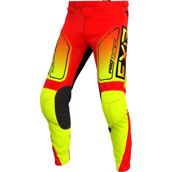 Pantalon de Motocross Clutch FXR Orange/Jaune de devant