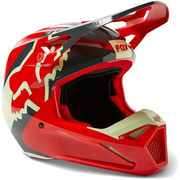 Casque de Motocross V1 Xpozr Rouge/Jaune incliné de face