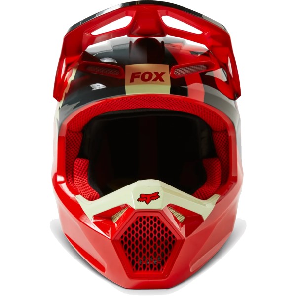 Casque de Motocross V1 Xpozr Rouge/Jaune de face