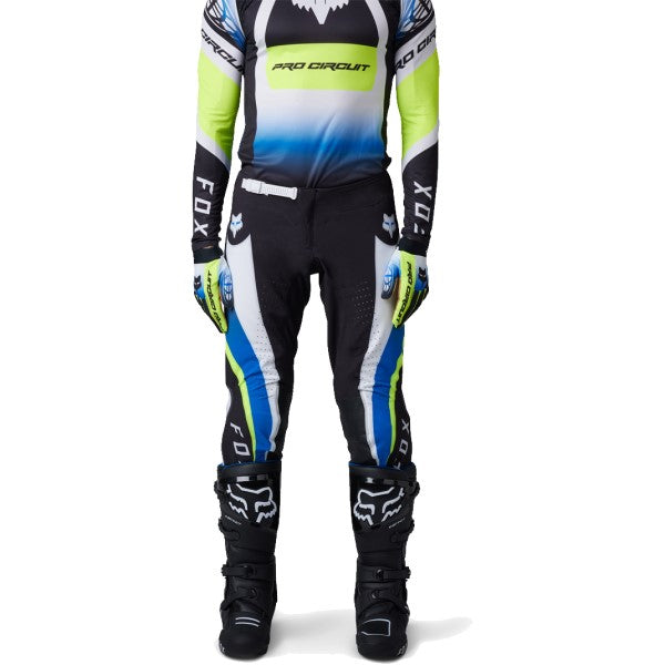 Pantalon de Motocross Flexair Pro Circuit Foyl Noir/Blanc essayage de face
