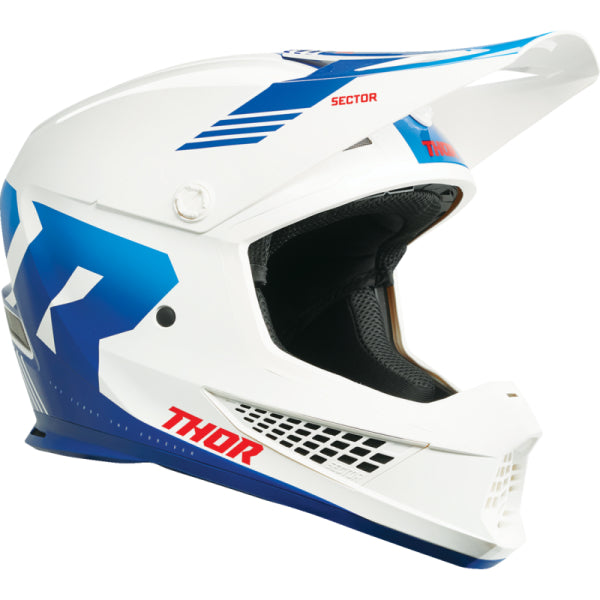 Casque de Motocross Sector 2 Carve Bleu blanc, côté droit  