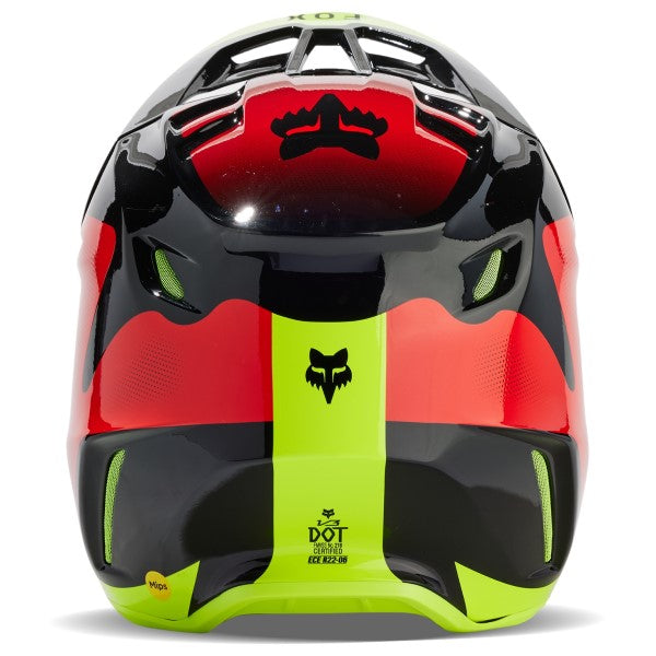 Casque de Motocross V3 Revise Rouge/Jaune Derrière