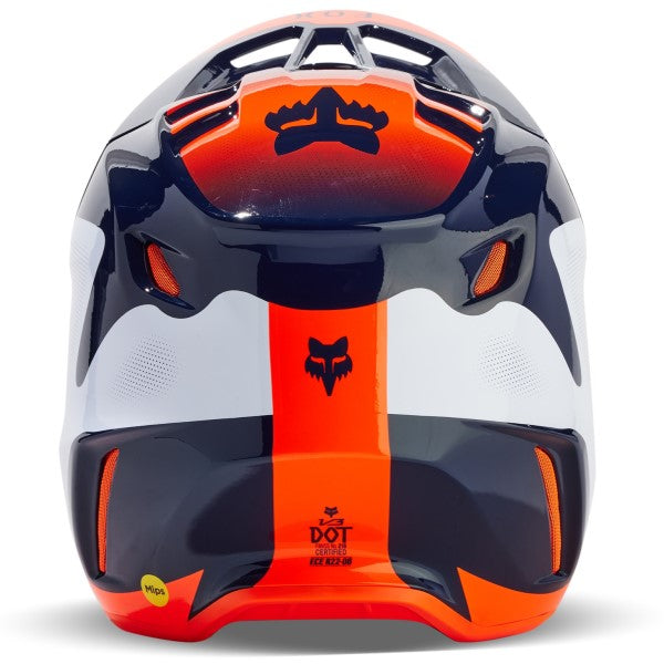 Casque de Motocross V3 Revise Bleu/Orange Derrière