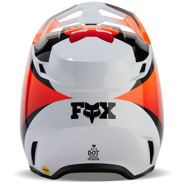 Casque de Motocross V1 Streak Blanc/Orange Derrière