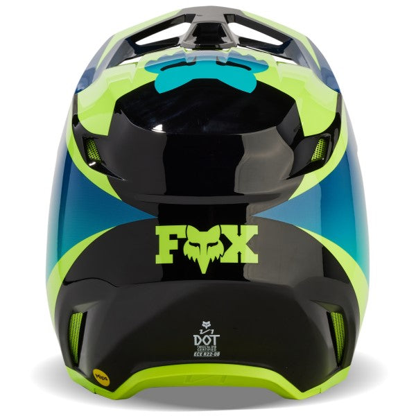 Casque de Motocross V1 Streak Bleu/Jaune Derrière