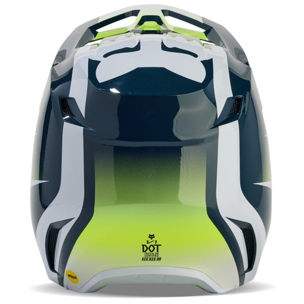 Casque de Motocross V1 Flora Bleu/Jaune Derrière