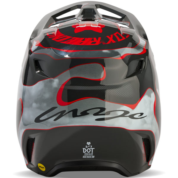 Casque de Motocross FOX V1 Atlas Gris/Rouge Arrière