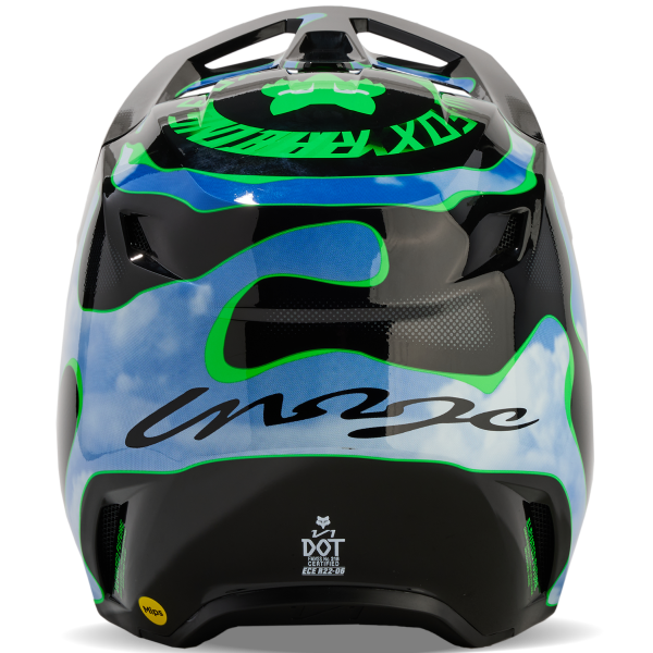 Casque de Motocross FOX V1 Atlas Noir/Vert Arrière