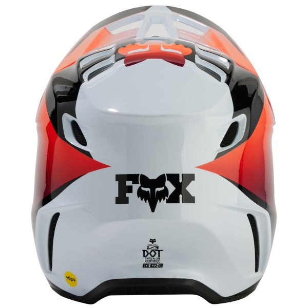 Casque de Motocross V3 Streak Junior Blanc/Orange Derrière