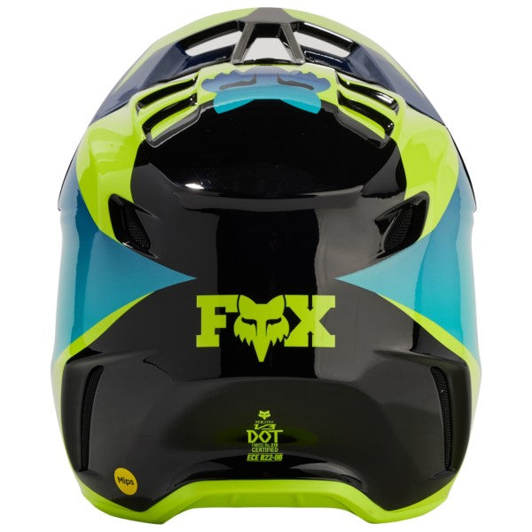 Casque de Motocross V3 Streak Junior Jaune/Bleu Derrière