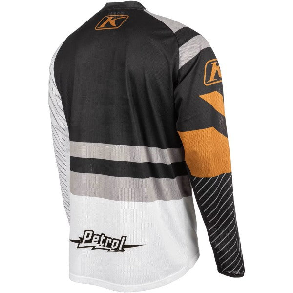 Chandail de Motocross Petrol Noir/Blanc/Jaune incliné de dos