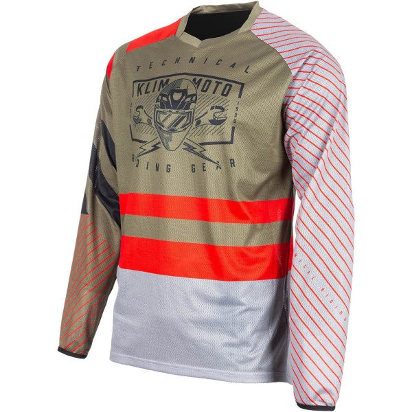 Chandail de Motocross Petrol Rouge/Multicolore incliné de face