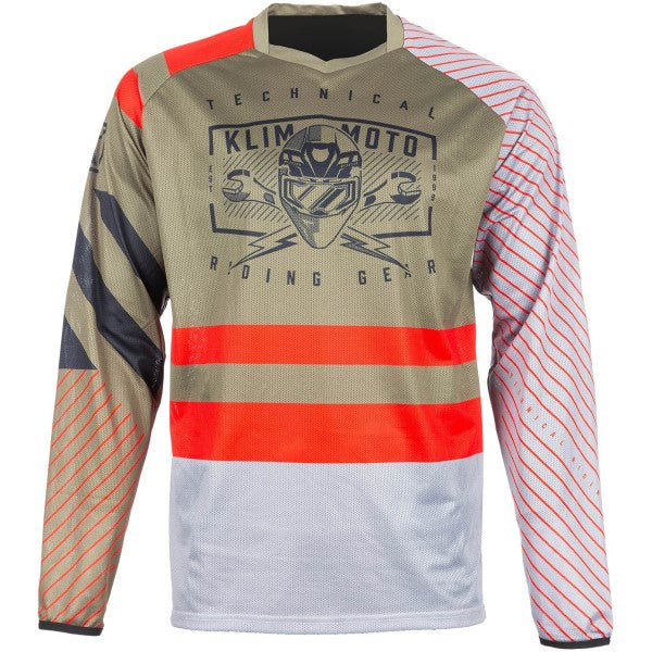 Chandail de Motocross Petrol Rouge/Multicolore de face