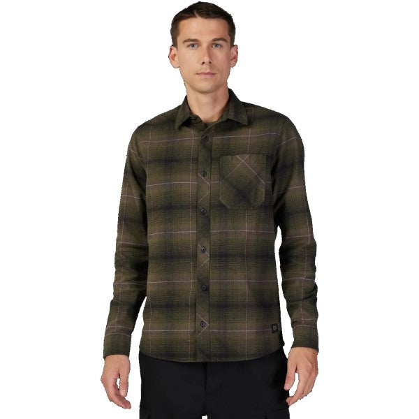Chemise Source Flanelle Olive homme de face
