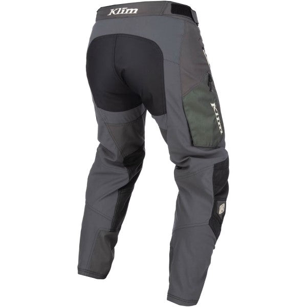 Pantalon de Motocross Dans la Botte Dakar Gris/Vert incliné de dos
