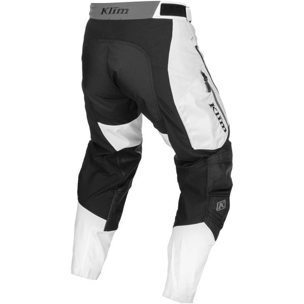 Pantalon de Motocross Dans la Botte Dakar Blanc/Noir incliné de dos