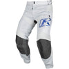 Pantalon de Moto Dans la Botte Mojave Blanc/Bleu incliné de face