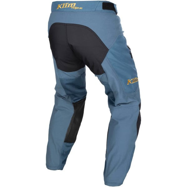 Pantalon de Moto Dans la Botte Mojave Bleu/Jaune incliné de dos