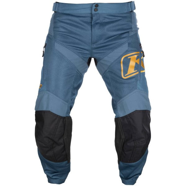 Pantalon de Moto Dans la Botte Mojave Bleu/Jaune de face