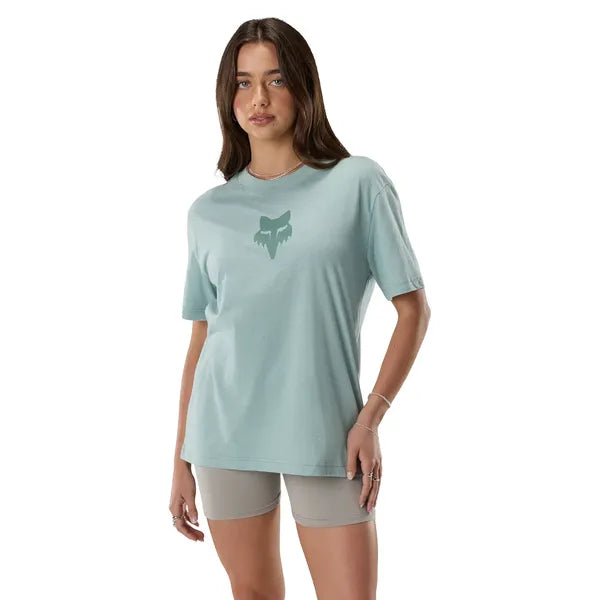T-Shirt Fox Head Femme Bleu Clair, de face