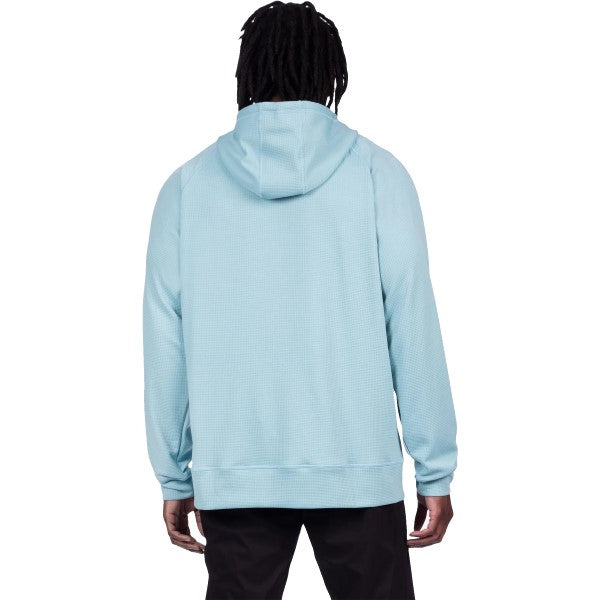 Coton Ouaté Pilot UPF Pullover Turquoise Essayage Homme de dos