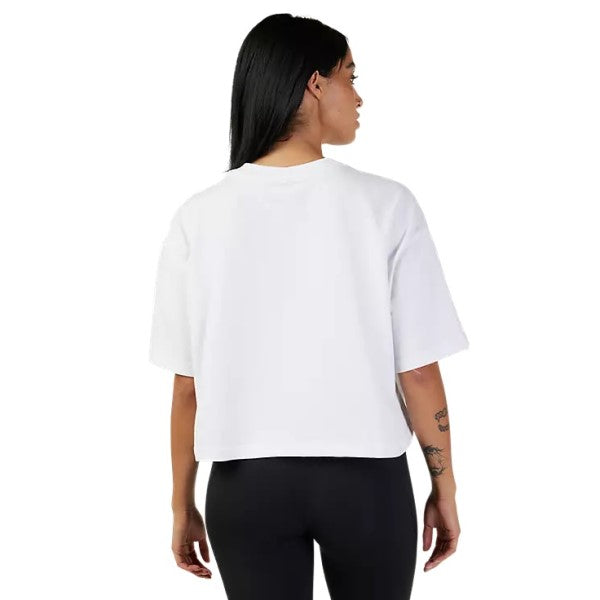T-Shirt Wordmark Premium Crop Femme Blanc, Dos
