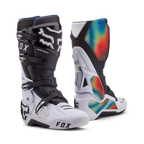 Bottes de Motocross Instinct Scans blanc multicolore, côté droit