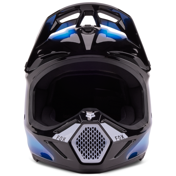 Casque de Motocross V3 Volatile Noir/Bleu de face