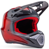 Casque de Motocross V3 Volatile Gris/Rouge incliné de gauche