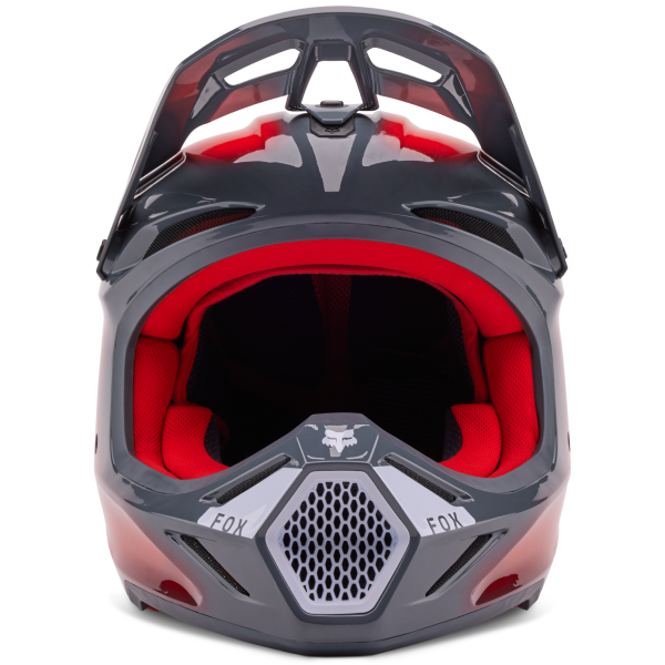 Casque de Motocross V3 Volatile Gris/Rouge de face