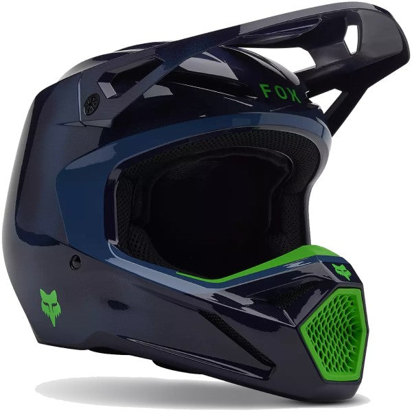 Casque de Motocross Taunt V1 Junior Bleu/Vert incliné de gauche