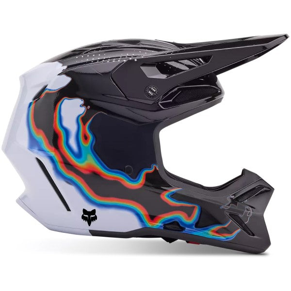 Casque de Motocross V3 RS Scans Noir/Blanc de gauche