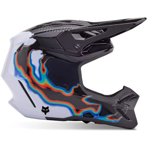 Casque de Motocross V3 RS Scans Noir/Blanc de gauche