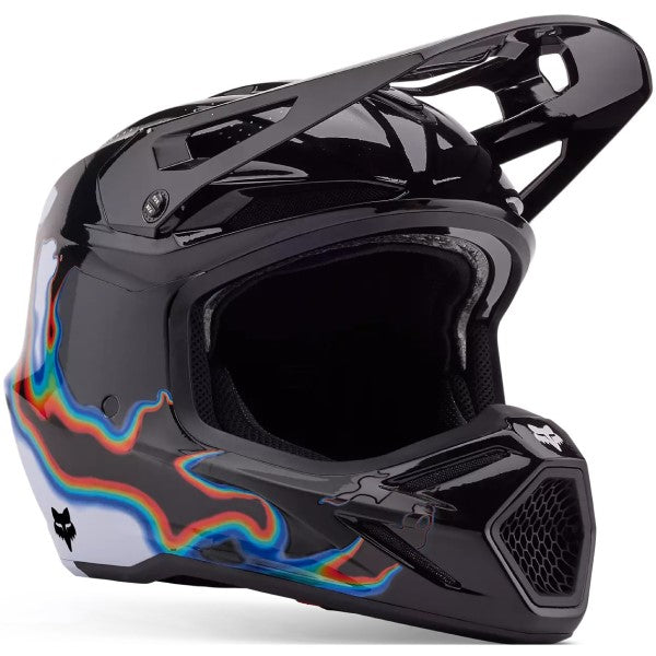 Casque de Motocross V3 RS Scans Noir/Blanc incliné de gauche