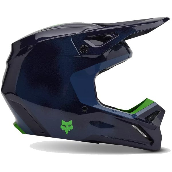 Casque de Motocross Taunt V1 Bleu/Vert de gauche