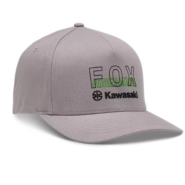 Casquette Fox x Kawasaki Flexfit gris, de face