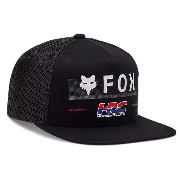 Casquette Fox X Honda Snapback  noir ops, de face