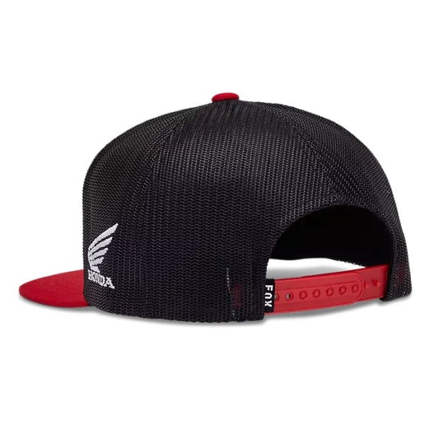 Casquette Fox X Honda Snapback noir rouge, arrière