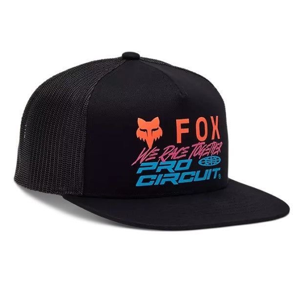 Casquette Fox x Pro Circuit noir, de face