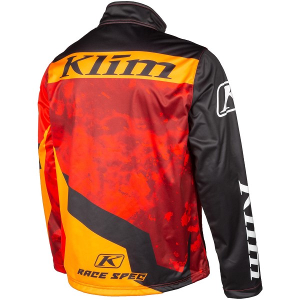 Manteau de Motoneige Non-Isolé Revolt Rouge/Jaune incliné de dos